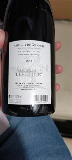 Loire Valley Coteaux du Giennois Vignobles Berthier 2018