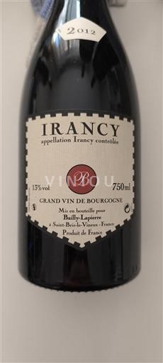 Burgundija Irancy Bailly Lapierre 2012