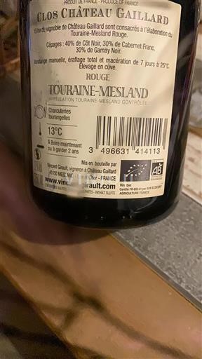 Loirevallei Touraine-Mesland Château Clos Gaillard 2014