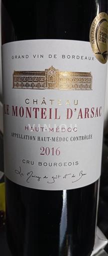 Bordeaux Haut-Médoc Cru Bourgeois Château Le Monteil Arsac 2016