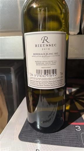 Bordeaux Bordeaux trắng Château Rieussec 2018