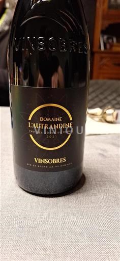 Vin Rouge sec L'Autrandine 2021 France Vallée du Rhône Vinsobres AOC