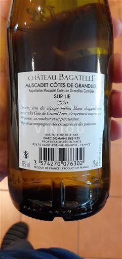 Loirevallei Muscadet-Côtes-de-Grand-Lieu Château Bagatelle 2020
