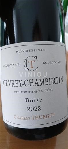 Vin Rouge sec Boise Charles Thurgot 2022 France Bourgogne Gevrey-chambertin AOC