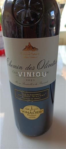 Vin Rouge sec Chemin des Olivettes Cave de Roquebrun 2021 France Languedoc Coteaux du Languedoc AOC