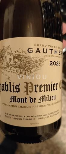 Bourgogne Chablis Premier Cru Premier Cru Domaine Alain Gautheron Mont de Milieu 2023