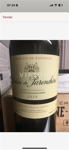 Bordeaux Bordeaux Supérieur Château Parenchere (blank) 2010