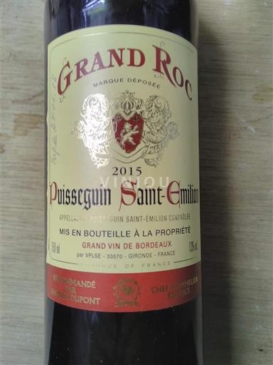 Burdeos Puisseguin-saint-émilion Grand Roc 2015