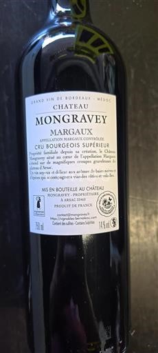 Bordeaux Margaux Cru Bourgeois Supérieur Château Mongravey 2022