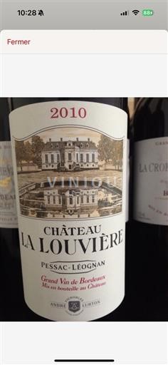 Bordeaux Pessac-Léognan Château La Louvière (blank) 2010