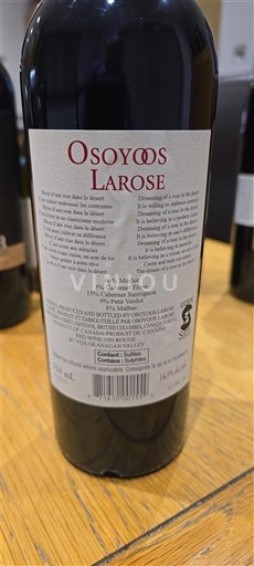 Vini Rouge sec Osoyoos Larose 2020 Canada Columbia Britannica Valle dell'Okanagan