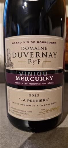 Bourgogne Mercurey Grand Cru Domaine Duvernay P&f La Perrière 2022