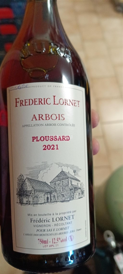 Vin Rouge sec Ploussard Frédéric Lornet 2021 France Jura Arbois AOC