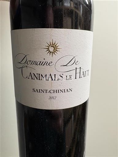 Vin Rouge sec Domaine Canimals le Haut 2012 France Languedoc Saint-Chinian AOC