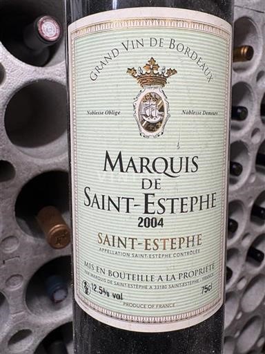 Vin Rouge sec Marquis de Saint Estèphe 2004 France Bordeaux Saint-Estèphe AOC