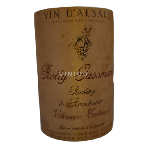 Vin Blanc sec Cuvée Yves Vendanges tardives Rolly Gassmann 2010 France Alsace Riesling AOC