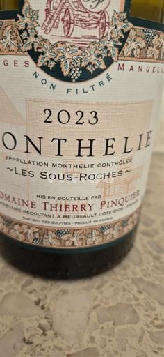 Burgund Monthélie Domaine Thierry Pinquier Les Sous-Roches 2023