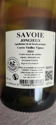 Savoie en Bugey Jongieux Carrel, François Et Fils Vieilles Vignes 2024
