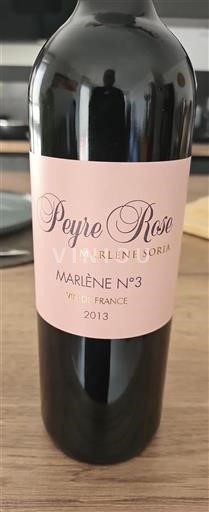 Vin Rouge sec Marlène N°3 Peyre Rose 2013 France Languedoc AOC