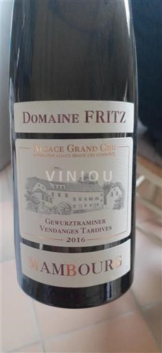 Alsacia Alsacia Gran Cru Grand Cru Domaine Fritz Gewurztraminer Vendanges Tardives 2016