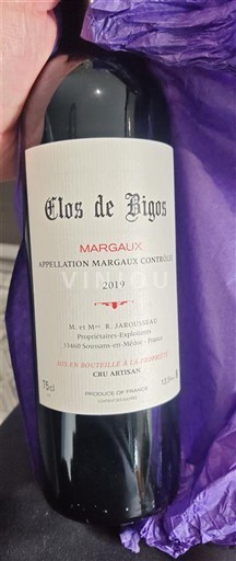 Bordeaux Margaux Cru Artisan Clos De Bigos 2019