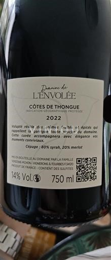 Languedoc ja Roussillon Côtes de Thongue Domaine L'envolée 2022