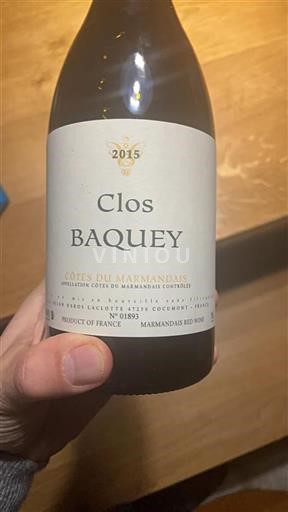Vin Rouge sec Clos Baquey 2015 France Sud-Ouest Côtes-du-marmandais AOC
