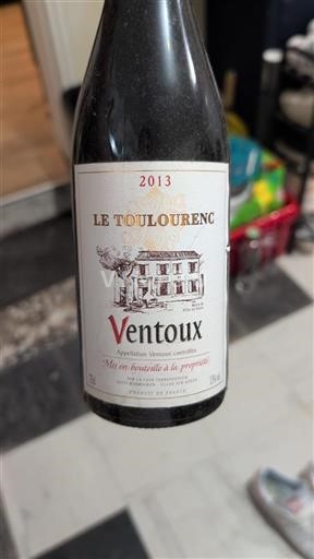 Vin Rouge sec Le Toulourenc 2013 France Vallée du Rhône Ventoux AOC