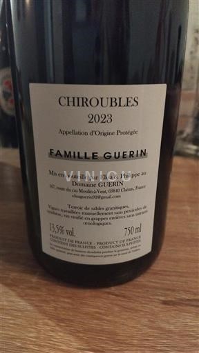 Beaujolais Chiroubles Domaine Guerin Famille Guerin 2023