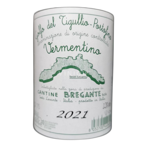 Vin Blanc sec Vermentino Portofino Cantine Bregante 2021 Italie Ligurie Golfo del Tigullio DOC