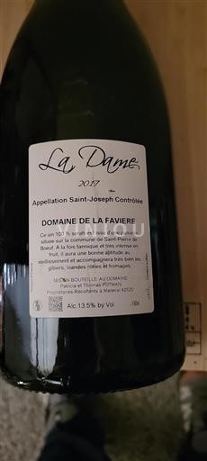 Rhône-dalen Saint-Joseph Domaine La Favière La Dame 2017