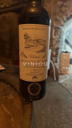 Vin Rouge sec Château Les Hauts de Gadet 2021 France Bordeaux Saint-Estèphe AOC
