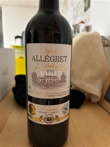 Burdeos Bordeaux Château Allégret 2019