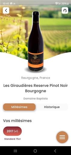 Borgonha Baptista Les Giraudières Reserve Pinot Noir 2017