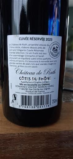 Rhônen laakso Côtes-du-rhône Château Ruth Réservée 2023