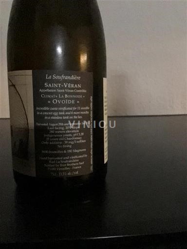 Vin Blanc sec Ovoïde Domaine La Soufrandière 2022 France Bourgogne Saint-Véran AOC