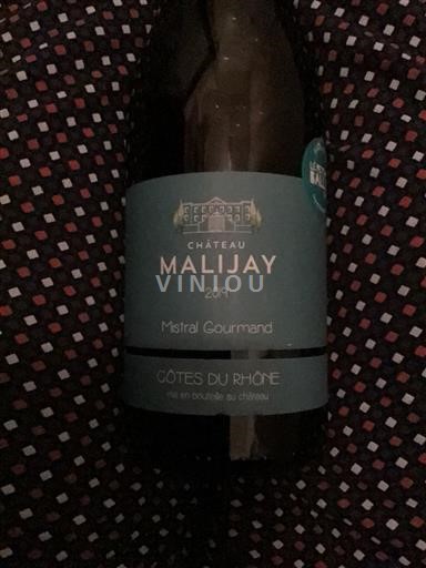 Rhônen laakso Côtes-du-rhône Château Malijay Mistral Gourmand 2019