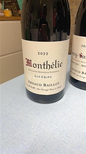 Vin Rouge sec Les Crays Arnaud Baillot 2022 France Bourgogne Monthélie AOC