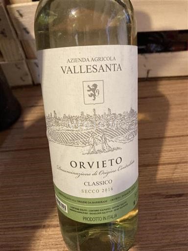 Umbrie Orvieto Azienda Agricola Vallesanta Classico 2016