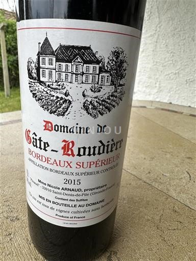 Bordeaux Bordeaux Supérieur Domaine Gateroudier 2015