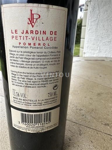 Bordeaux Pomerol Château Petit Village Le Jardin de Petit-Village Non-Vintage