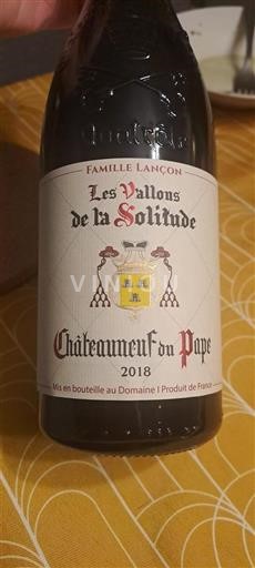 Rhône-dalen Châteauneuf-du-Pape Famille Lançon Les Vallons de la Solitude 2018