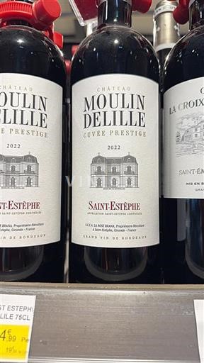 Vin Rouge sec Cuvée Prestige Château Moulin Delille 2022 France Bordeaux Saint-Estèphe AOC