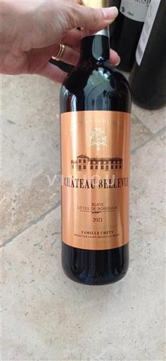 Vin Rouge sec Château Bellevue 2021 France Bordeaux Blaye-côtes-de-bordeaux AOC Grand Cru