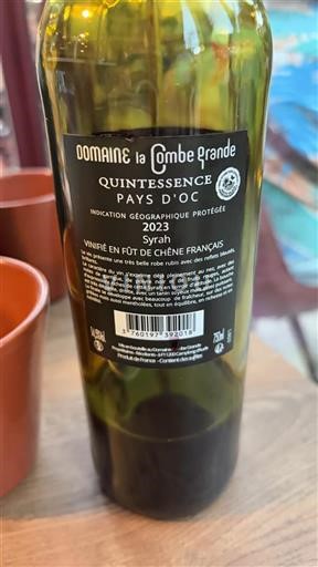Linguadoca e Rossiglione Paese d'Oc Domaine La Combe Grande Quintessence 2023