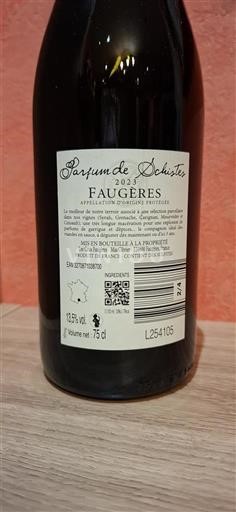 Vin Rouge sec Parfum de Schistes Les Crus Faugères 2023 France Languedoc Faugères AOC