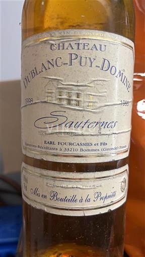 Bordeaux Sauternes Château Dublancpuydomine 1998