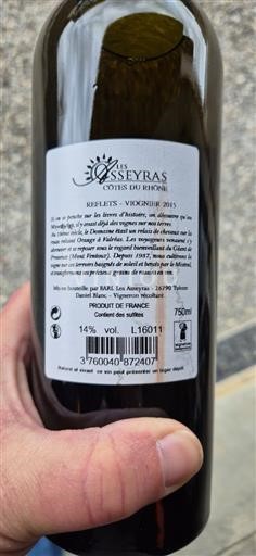 Valle del Rodano Côtes-du-Rhône Les Asseyras Reflets - Viognier 2015