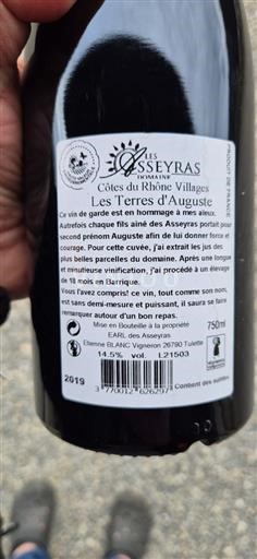 Valle del Rodano Côtes-du-rhône-villages Les Asseyras Les Terres d'Auguste 2019