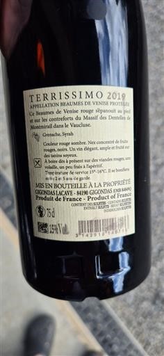 Rhône-dalen Beaumes de Venise Gigondas Lacave Terrissimo 2019